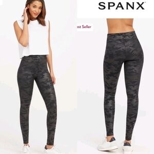 SPANX FAUX LEATHER BLACK CAMO LEGGINGS, NWT, 3X